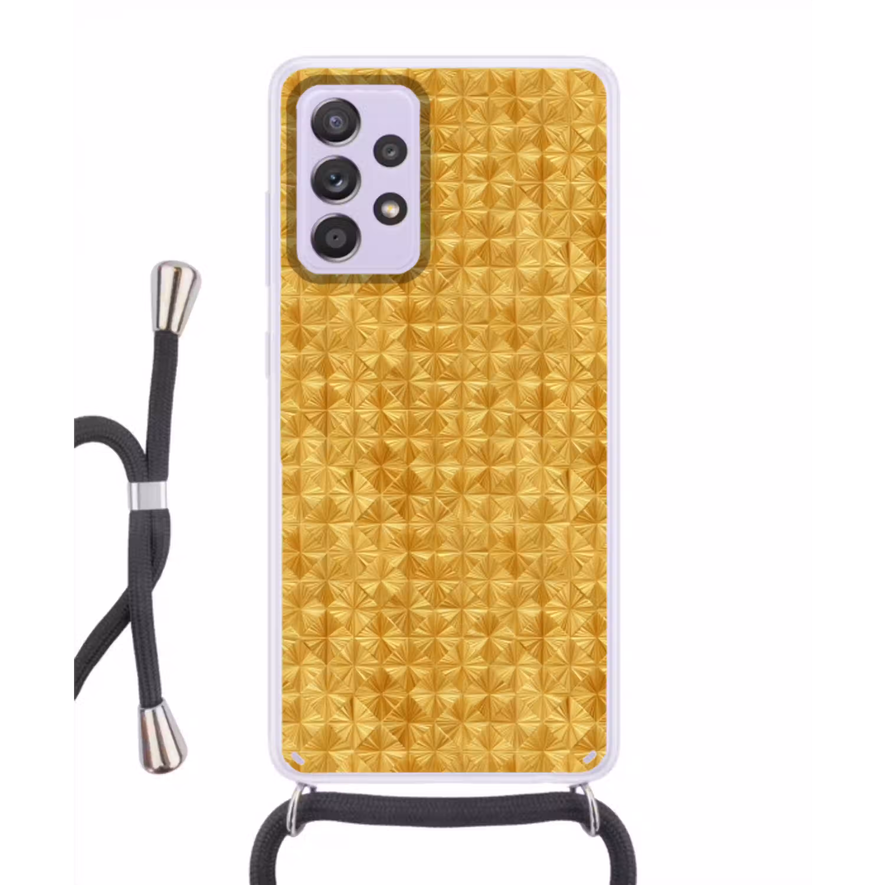 Tegels - Geometrisch - Reliëf - Goud Hoesje Samsung Galaxy A52 5G met koord klein 816 -3d