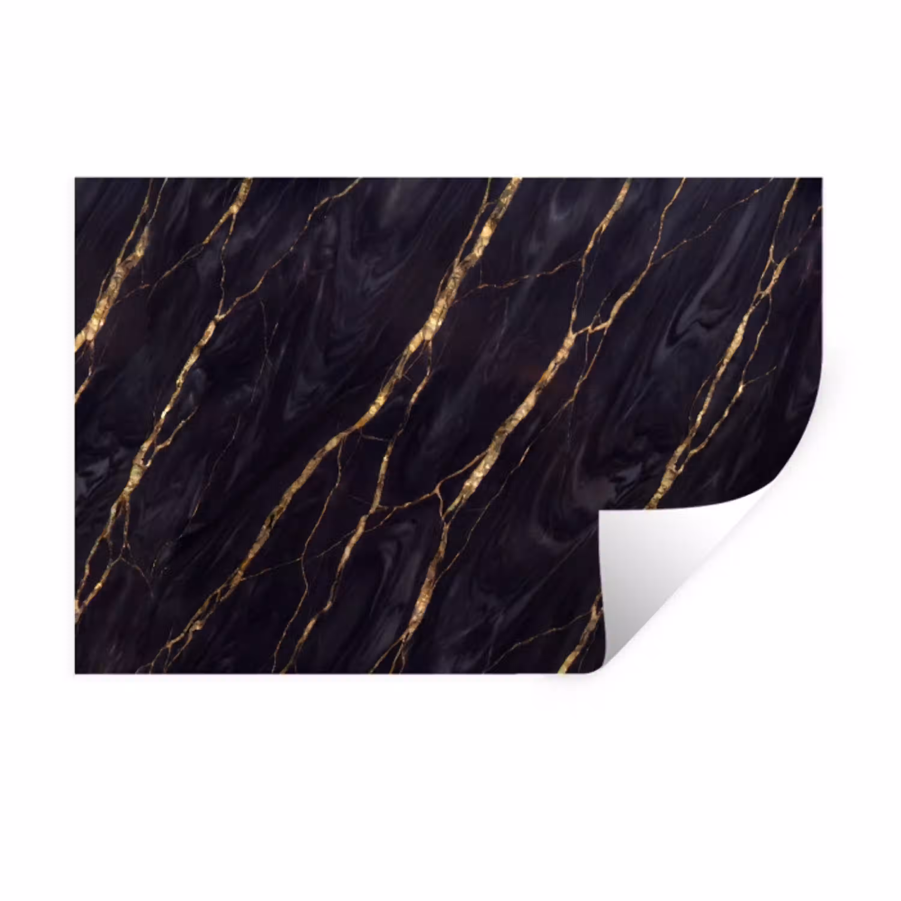 Marmer - Gouden aders - Abstract - Zwart Muursticker klein -3d