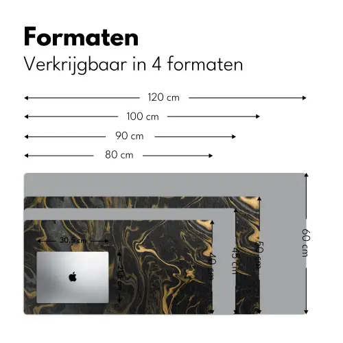 Marmer - Textuur - Grijs - Goud - Marmerlook - Luxe Muismat XXL klein -sfeer5