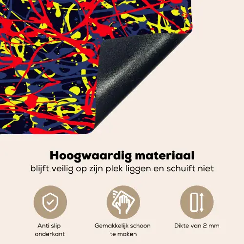 Waterverf - Rood - Geel Inductie beschemer met haakjes klein 777 -ky-onderkant-nl