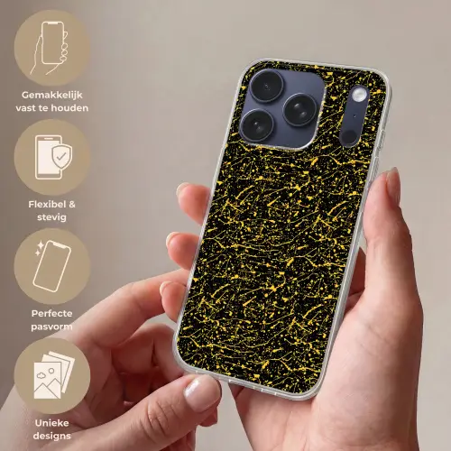 Spat - Waterverf - Geel - Zwart Telefoonhoesje iPhone 17 Pro klein 878 -sfeer3_NL