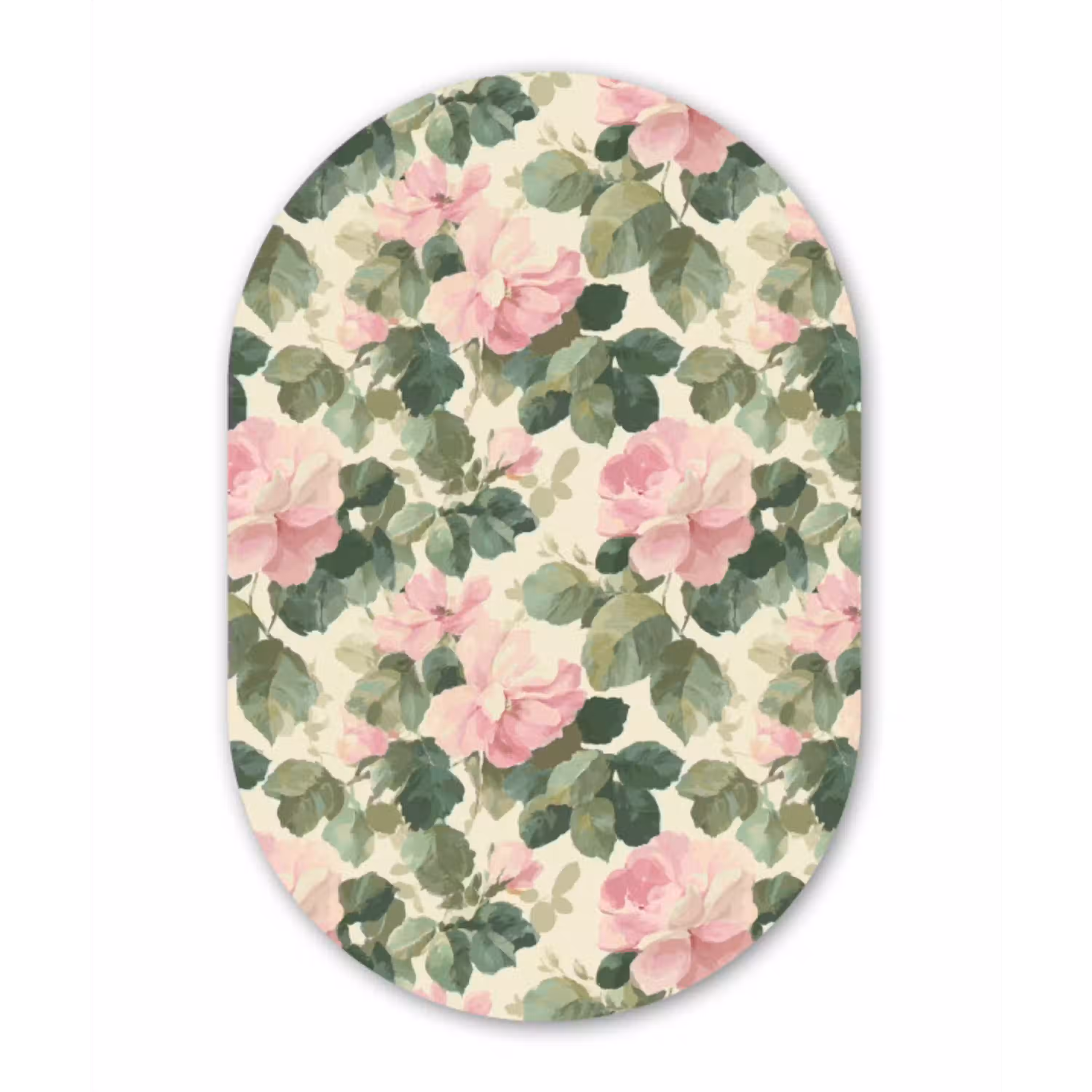 Rozen - Botanisch - Roze Wandcirkel Ovaal Aluminium middel 839 -3d