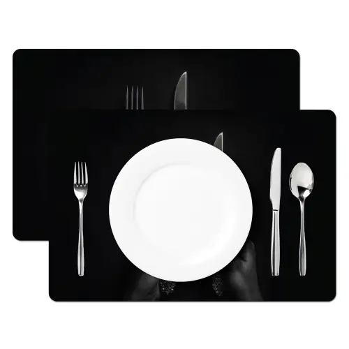 Bestek - Zwart - Wit Placemat vinyl groot -zzsfeer2_Kitchenyeah-website