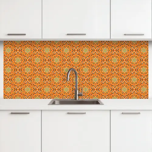 Oranje - Mandala - Design - Bohemian - Vintage keuken achterwand 2 middel 871 -3d