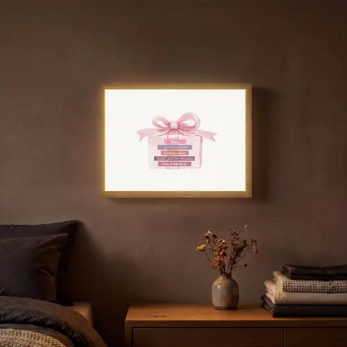Cadeau - Strik - Tekst - Roze Light Box met batterij (Wandlamp) middel -sfeer4