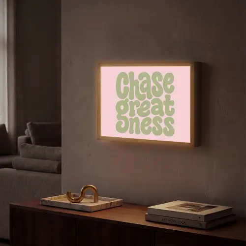 Chase greatness - Groen - Roze - Retro Light Box met batterij (Wandlamp) middel -sfeer1
