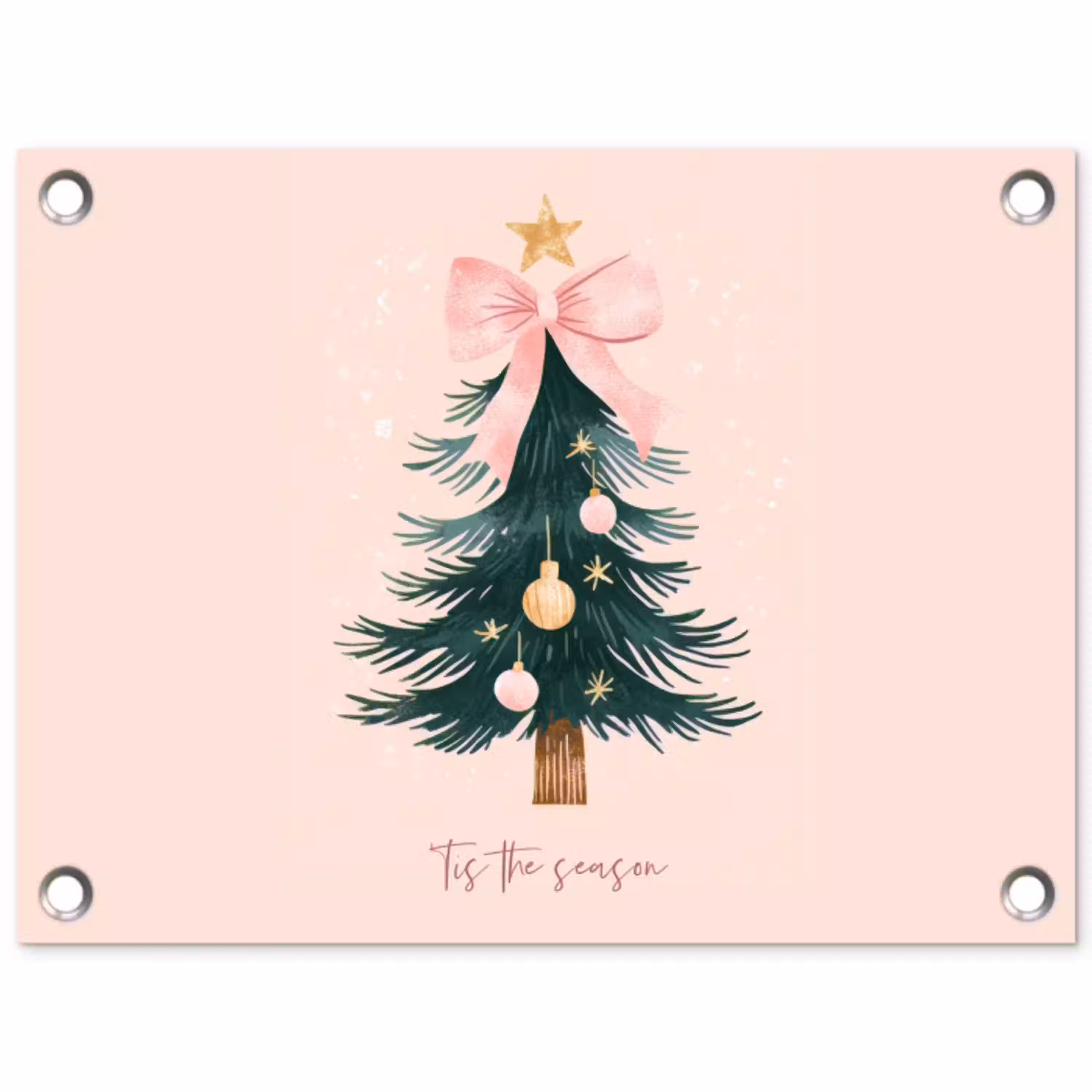 Christmas Season - Kerst - Kerstboom - Roze tuinposter los doek klein -3d
