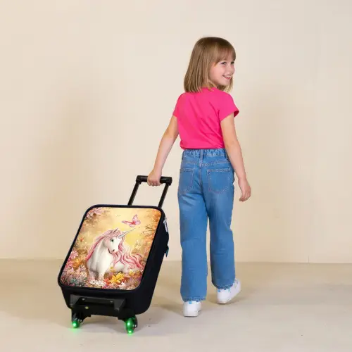 Eenhoorn - Vlinder - Roze - Manen Kinderkoffer - Zwart klein -sfeer1