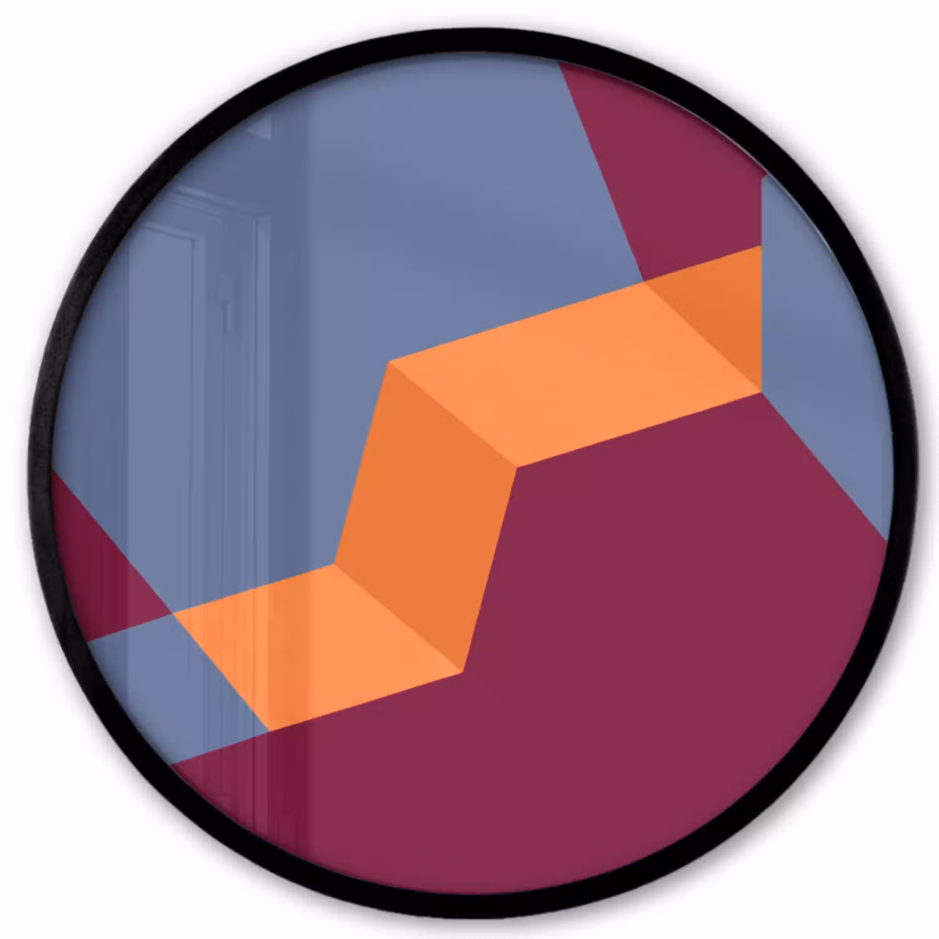 Abstract - Vormen - Modern - Blauw - Oranje Fotolijst rond zonder passe partout klein -3d