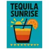 Illustratie - Tequila - Glas - Blauw poster papier klein -3d