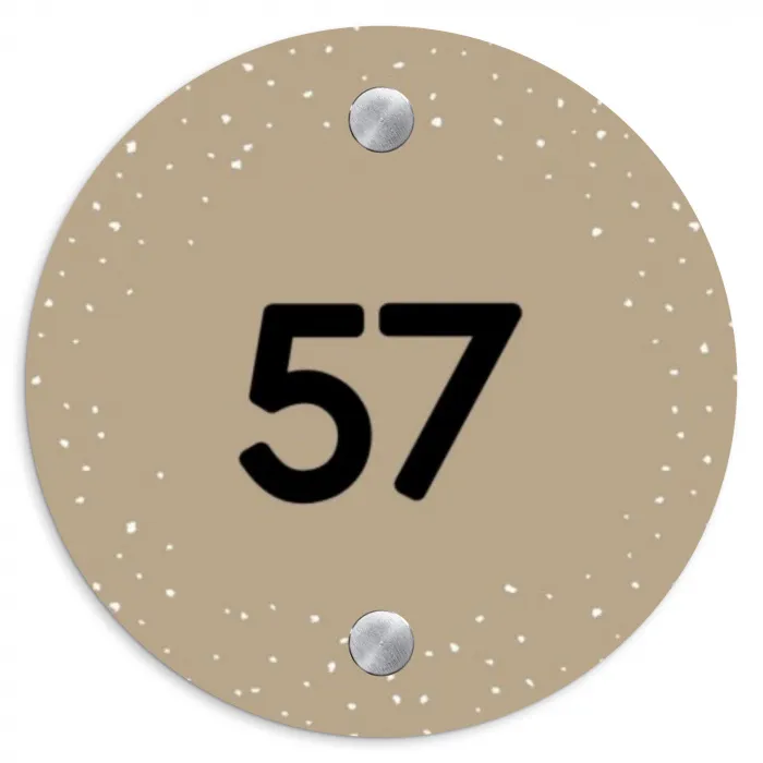 Beige met stippen - Traditioneel Naambord Rond klein -3d