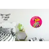 Hagedis - Bloemen - Roze - Kimono Wandcirkel aluminium klein -kinderkamer