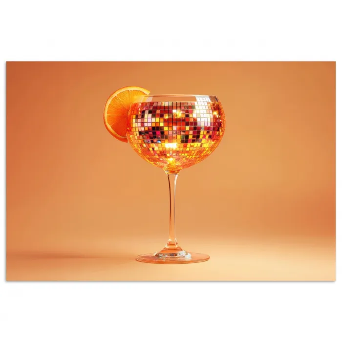 Drank - Oranje - Glitter - Disco poster papier klein -3d