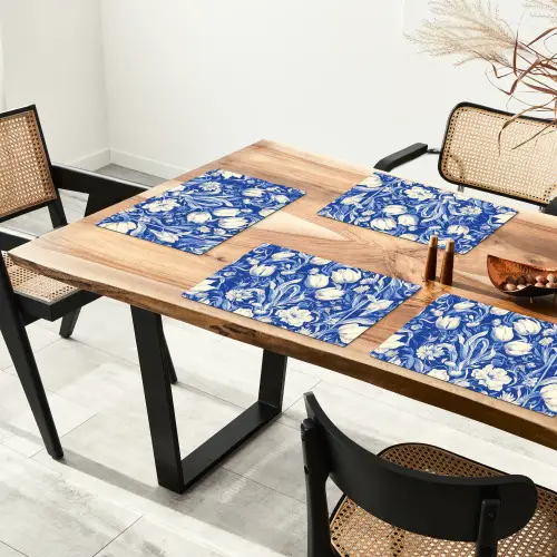 Bloemen - Delfts Blauw - Patroon - Tulp Placemat vinyl groot -zzsfeer4_Kitchenyeah-website