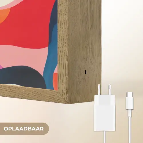 Vormen - Golvend - Abstract - Felroze Light Box met batterij (Wandlamp) middel -USP_websiteoplaadbaarNL