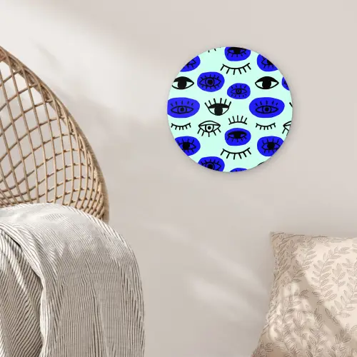 Patroon - Oog - Mint - Blauw Wandcirkel plexiglas klein 852 -sfeer5