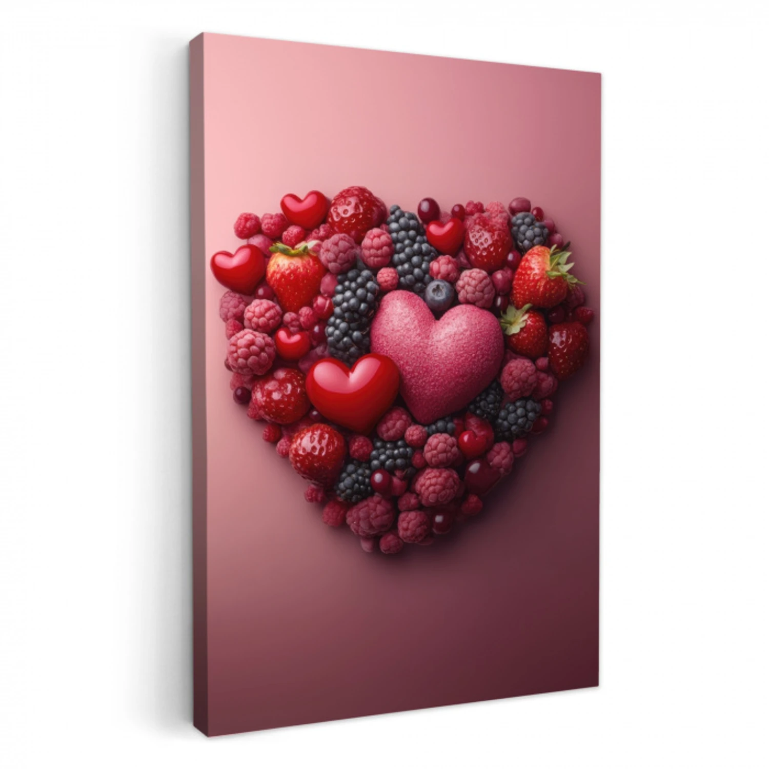 Fruit - Hartjes - Aardbeien - Frambozen - Bosbessen KitchenYeah - Keuken - Canvas klein -3d