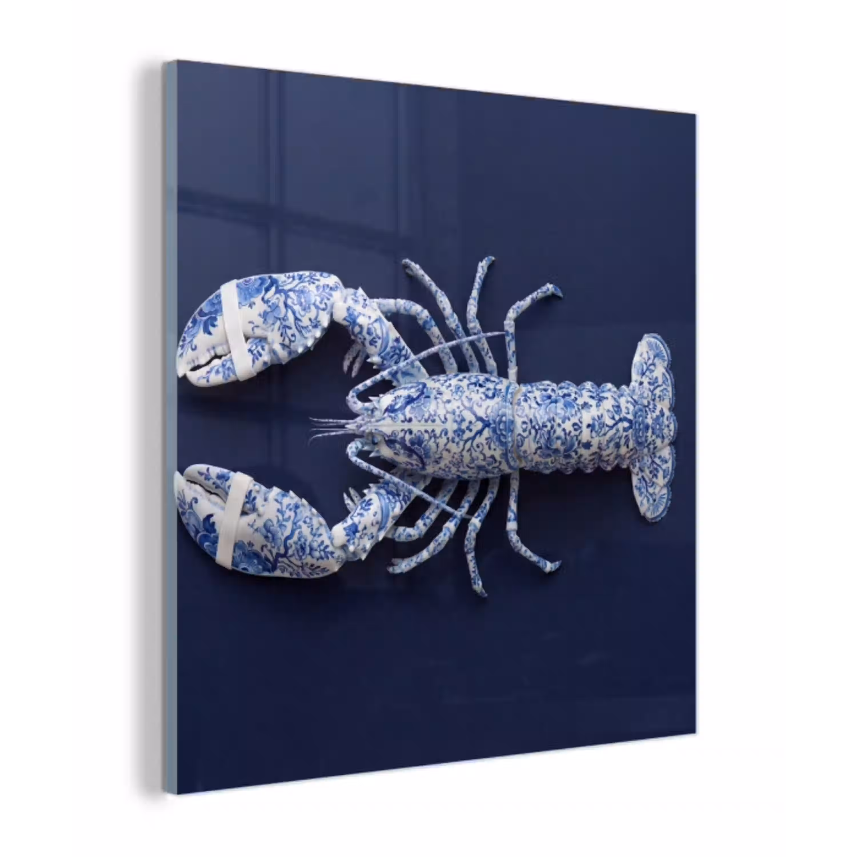 Kreeft - Porselein - Delfts - Blauw plexiglas 5mm klein -z3d