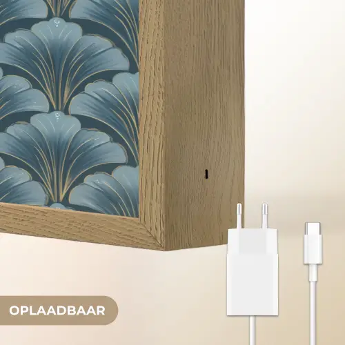 Patroon - Ginkgoblad - Blauw Light Box met batterij (Wandlamp) middel 907 -USP_websiteoplaadbaarNL