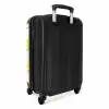 Golvende strepen in geel met groen NBS - Handbagage koffer - Kinderen Unisex middel -achterkant