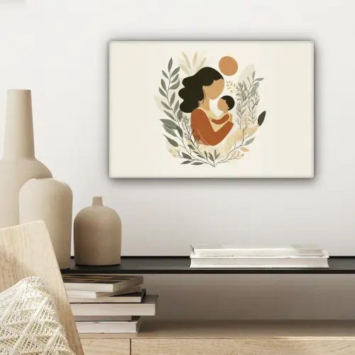 Illustratie - Moeder - Kind - Liefdevol canvas 2cm klein -sfeer6
