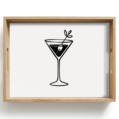 Cocktail - Glas - Olijf - Minimalistisch Dienblad Rechthoek middel -z3d_shopping