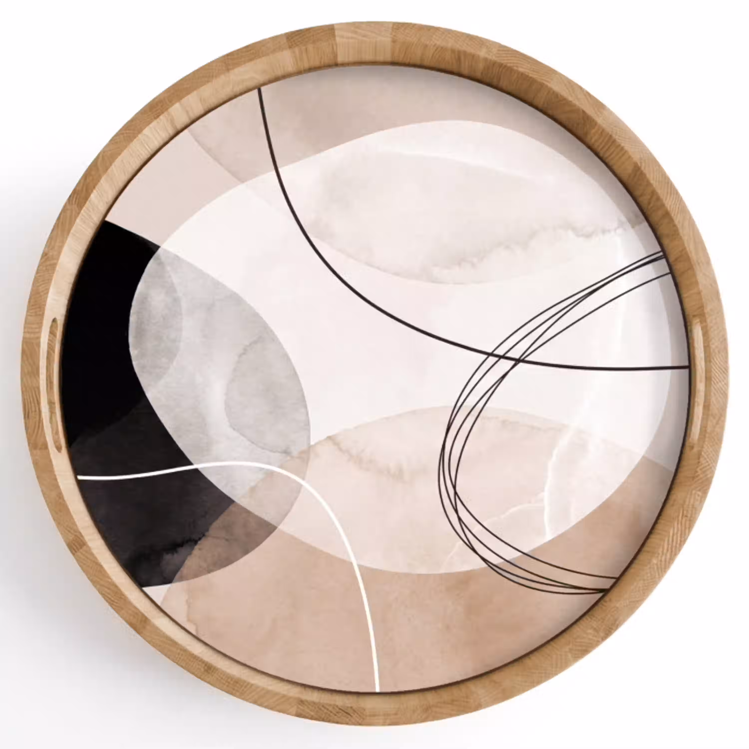 Lijnen - Golvend - Kunst Dienblad Rond middel -z3d_shopping