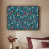 Golven - Retro - Blauw - Patroon Textielframe zwart klein 947 -sfeer1