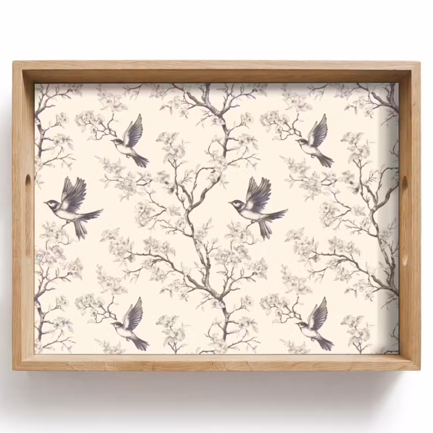 Dienblad - Takken - Vogels - Beige
