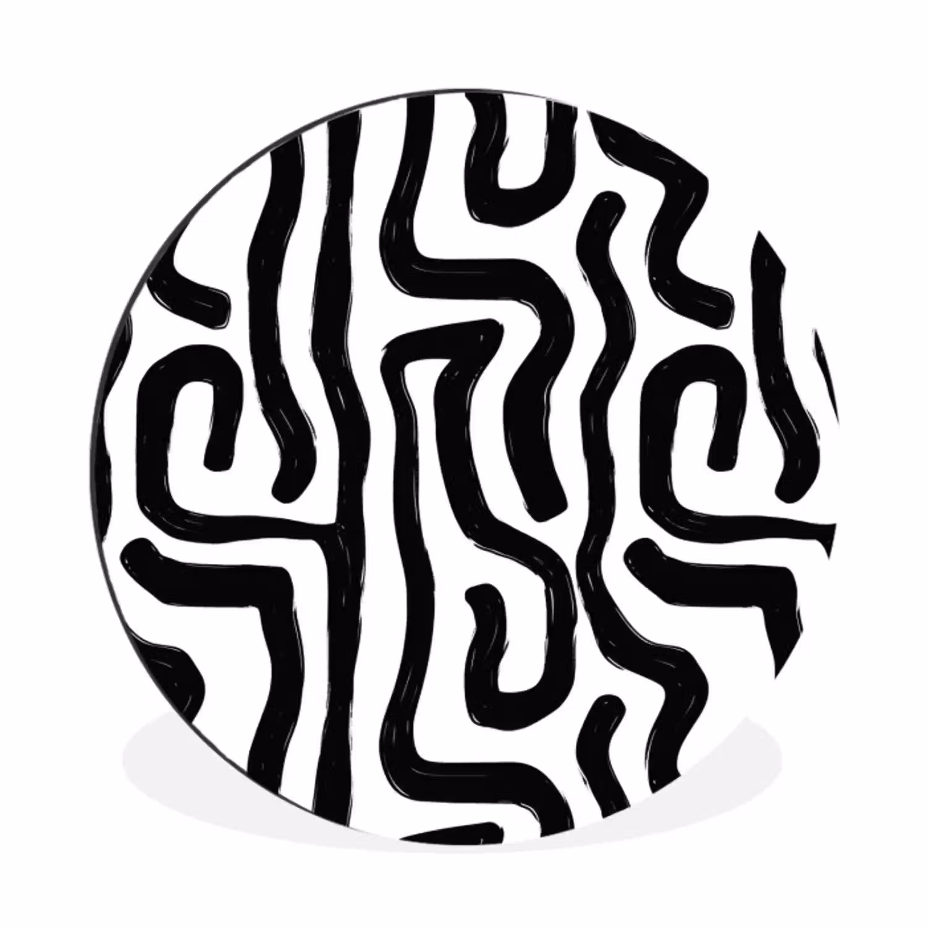 Modern - Lijnen - Zwart Wandcirkel aluminium klein 190 -3d