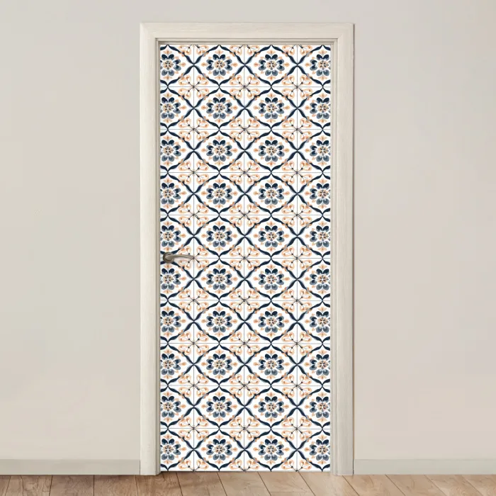 Bladvorm - Patroon - Kleurrijk deurposter klein 289 -3d_beige