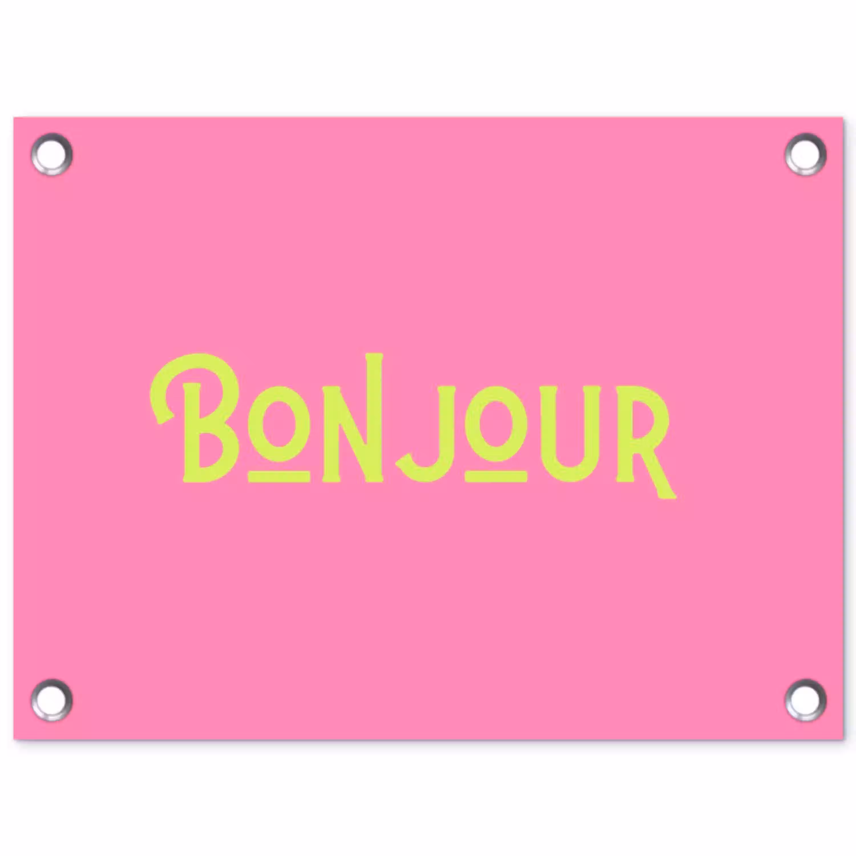 Roze - Groen - Bonjour - Art tuinposter los doek klein -3d
