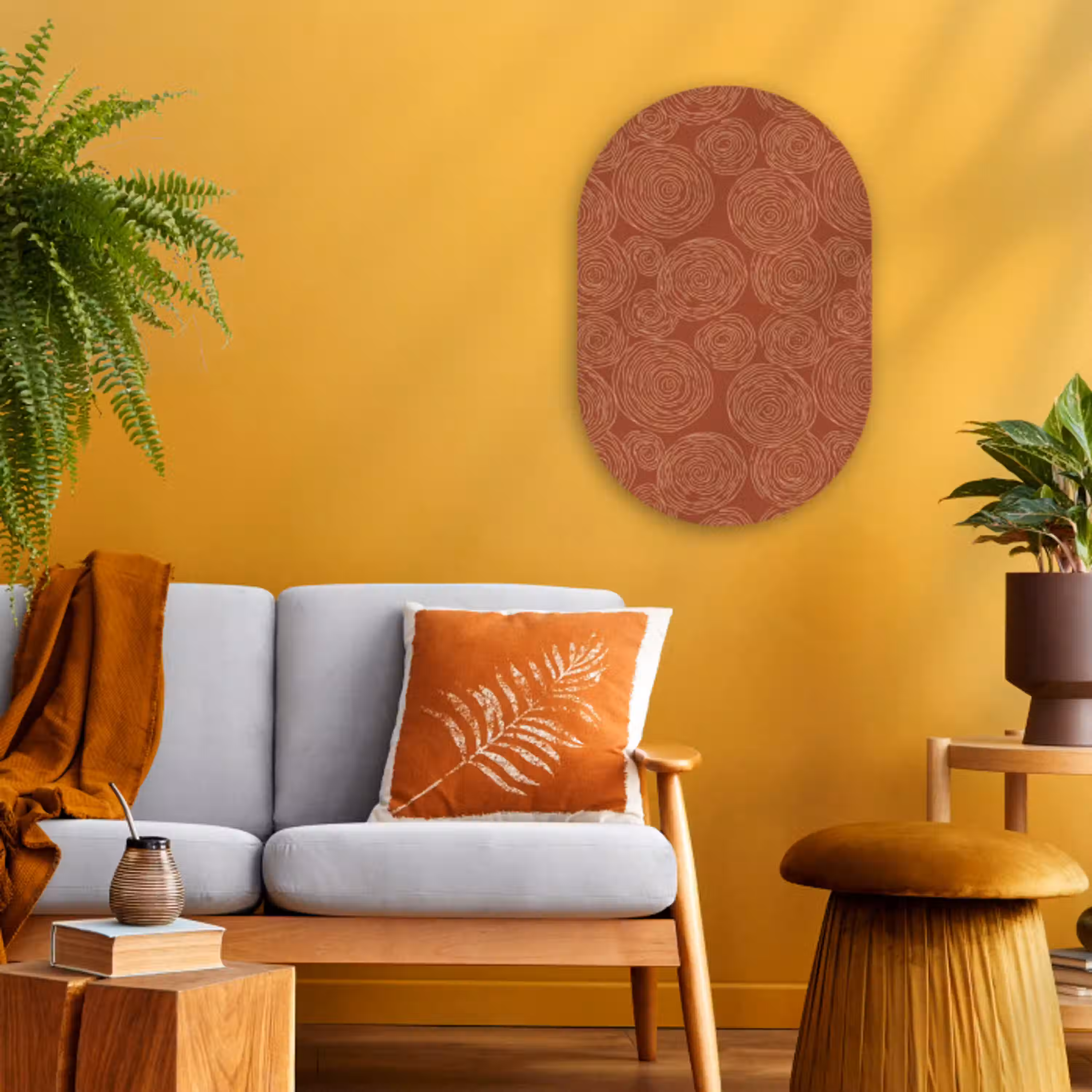 Cirkels - Abstract - Artistiek - Terracotta Wandcirkel Ovaal Forex klein 630 -sfeer4