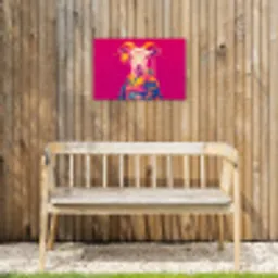 Geit - Hoorns - Kimono - Kleurrijk Tuinposter op houten frame 2 cm dik klein -sfeer4
