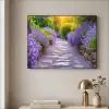 Bloemen - Pad - lavendel - Tuin Textielframe zwart klein -sfeer2