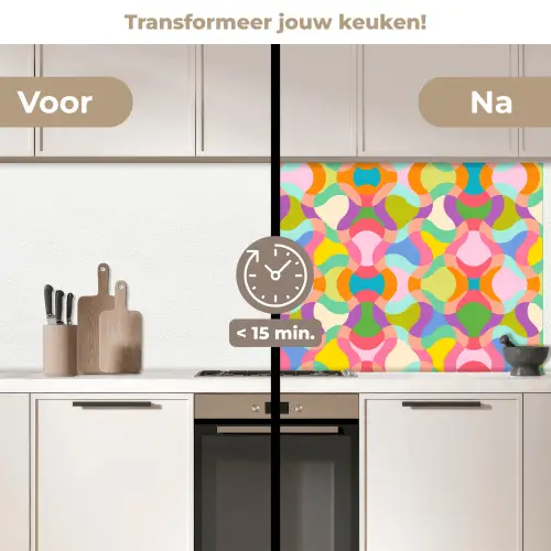 Design - Abstract - Kleuren - Retro keuken achterwand 2 middel 871 -voor-na2_NL