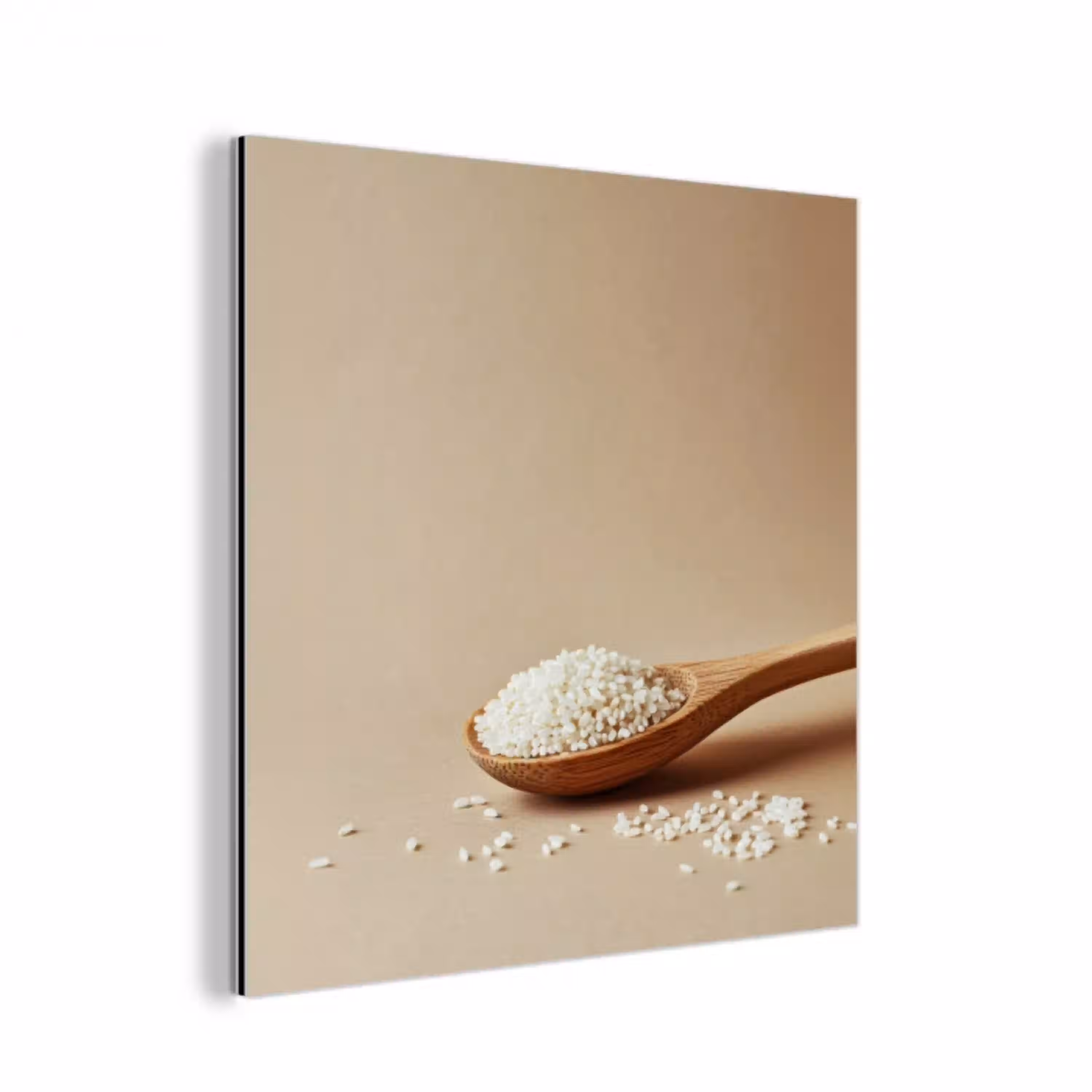 Lepel - Rijst - Hout - Beige aluminium wit klein -3d