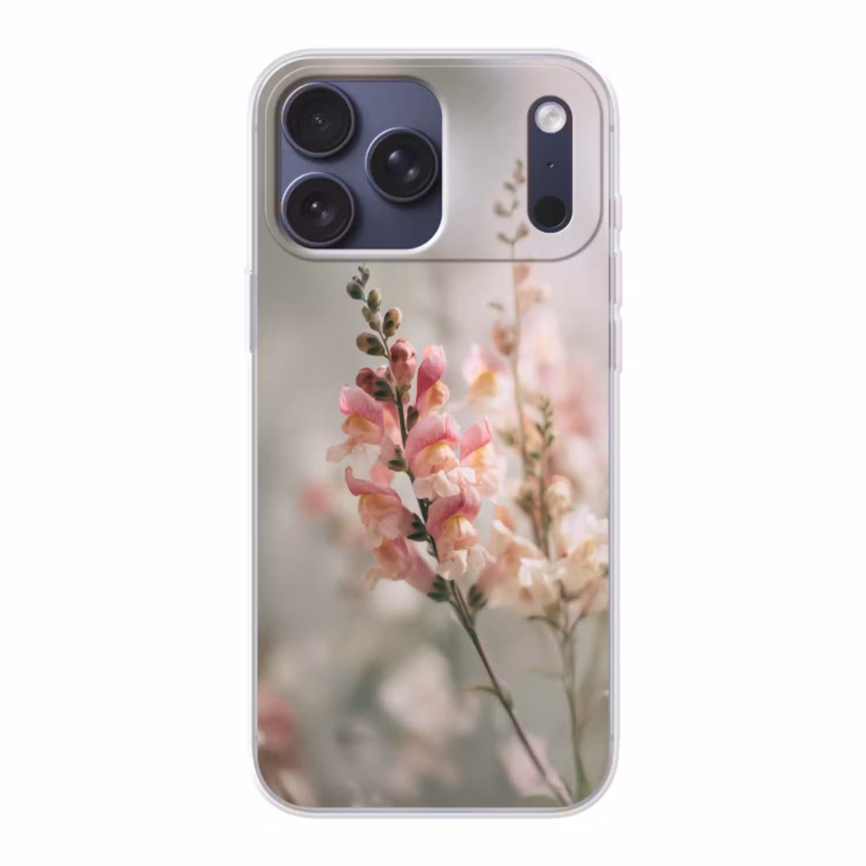 Bloem - Leeuwenbek - Roze - Stengel Telefoonhoesje iPhone 17 Pro Max klein -3d