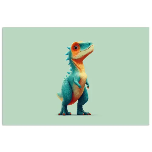 Cartoon - Dino - Oranje - Stekels poster papier klein -3d
