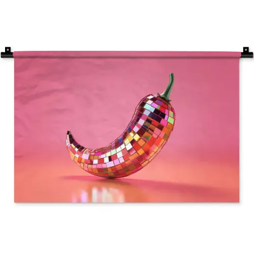 Peper - Disco - Rood - Glitter Wandkleed katoen klein -zz3d