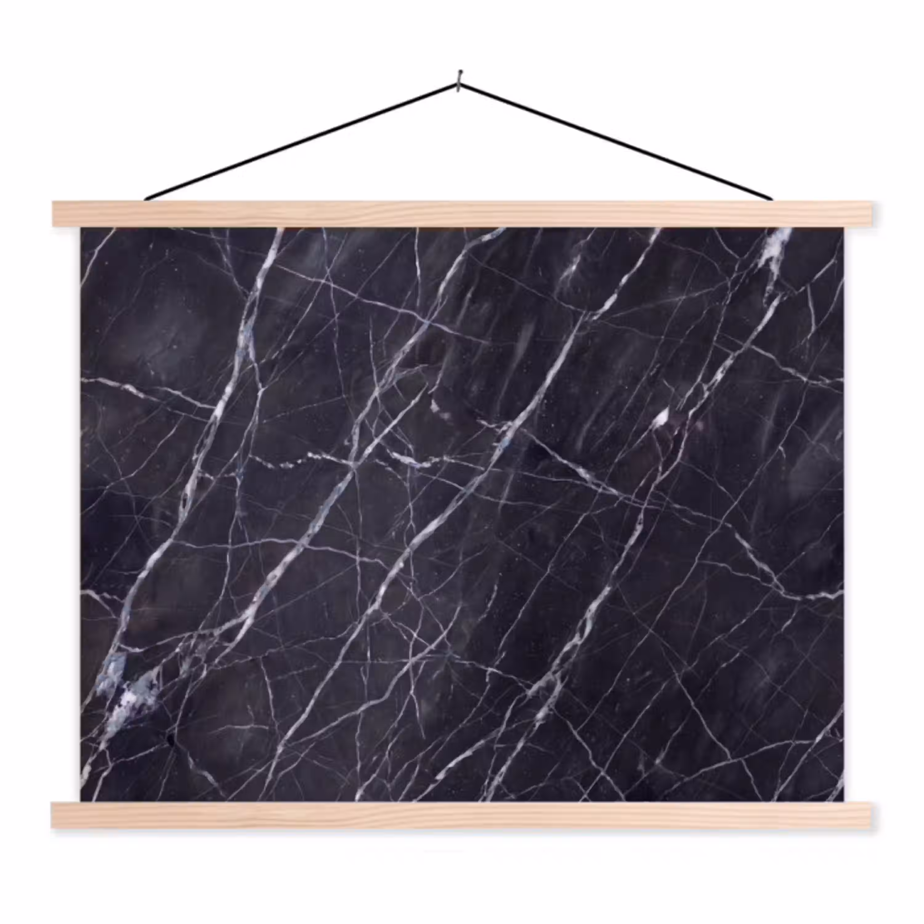 Marmer - Patroon - Modern - Zwart - Wit textielposter latten blank klein -3d