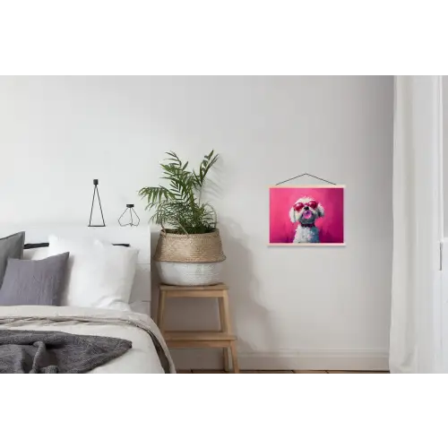 Pink - Hond - Bubbel textielposter latten blank klein -woonkamer