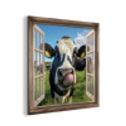 Doorkijk - Koe - Weiland - Dieren - Natuur aluminium wit klein -3d