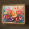 Bloemen - Kleurrijk - Verf - Abstract - Kunst Light Box met batterij (Wandlamp) middel -z3d_website