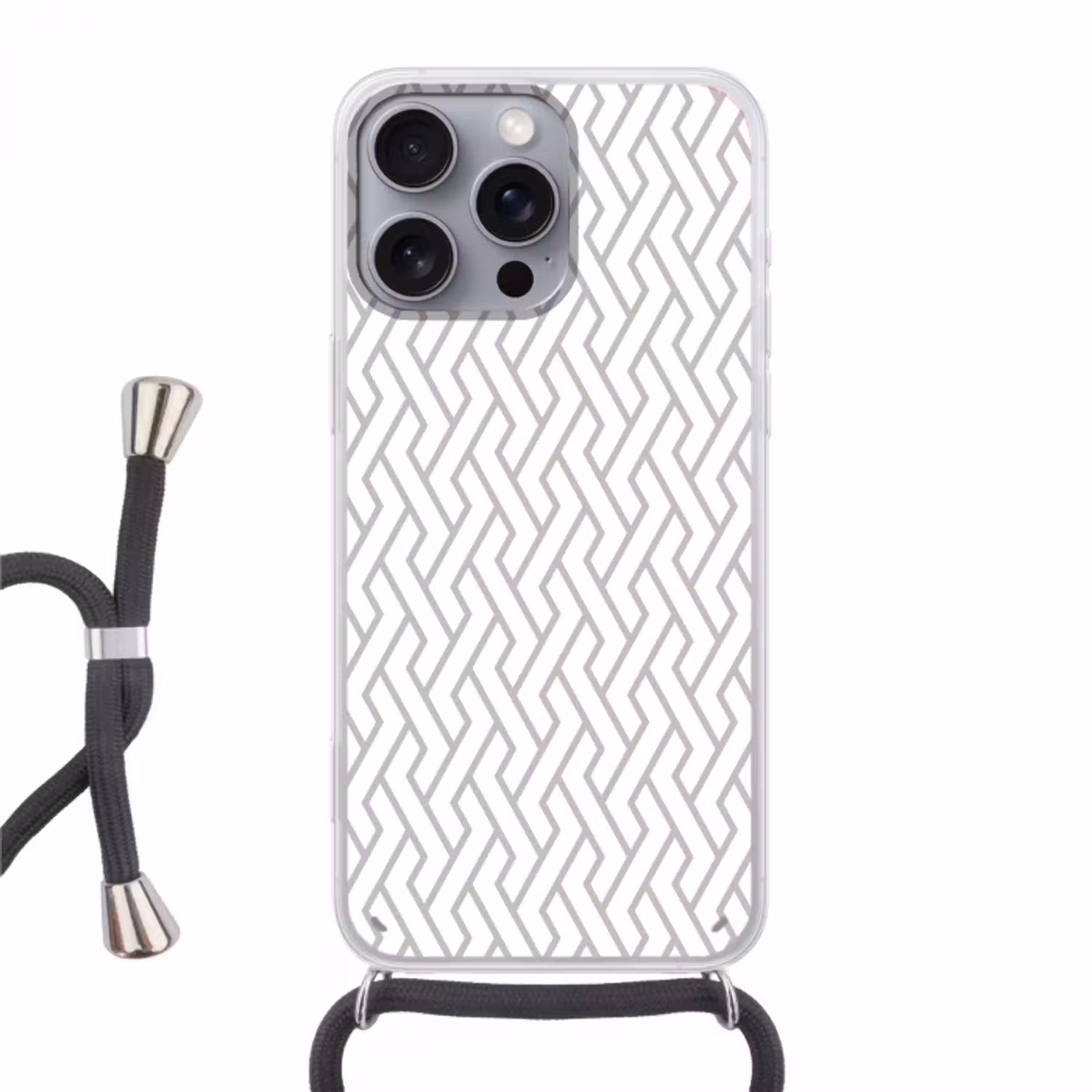 Grafisch - Patroon - Modern - Lijn Hoesje iPhone 16 Pro Max met koord klein 804 -3d