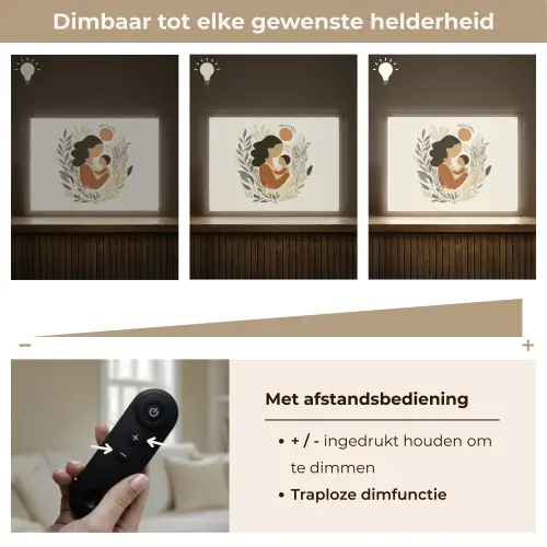Illustratie - Quote - Moeder Light Box met batterij (Wandlamp) middel -USP_dimbaarNL