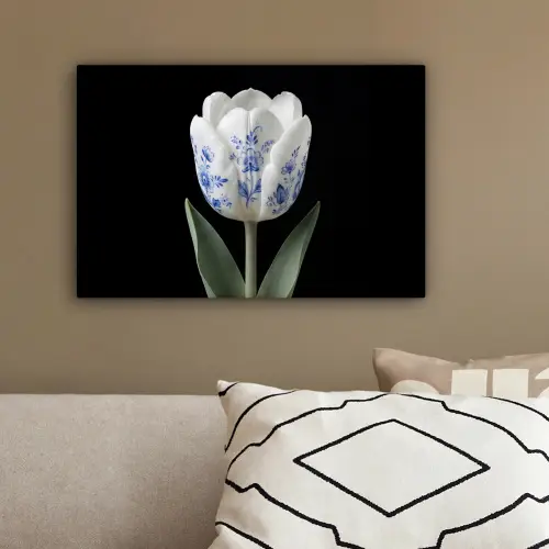 Tulp - Patroon - Blauw canvas 2cm klein -sfeer3