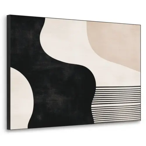 Abstract - Japandi - Beige - Modern Textielframe zwart klein -3d