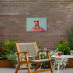 Hond - Overhemd - Bloemen - Bril Tuinposter op houten frame 2 cm dik klein -sfeer3