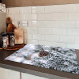 Dennenappel - Tak - Sneeuw - Winter - Sfeervol Inductie beschermer vinyl 3mm klein -sfeer3